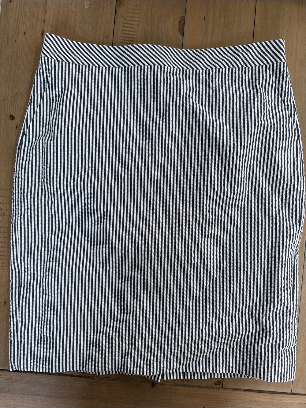 J. Crew Navy and White Striped No.2 Pencil Skirt Size 10
